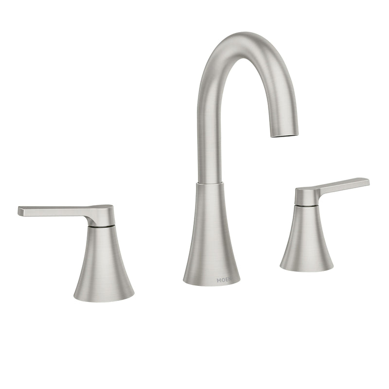 Moen Mikah Double Handle Widespread Bathroom Faucet, Spot Resist Brushed Nickel
