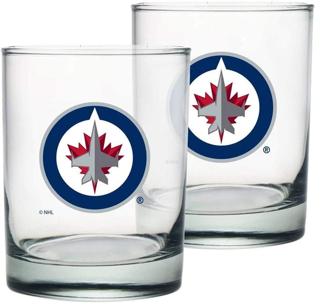 NHL Winnipeg Jets Hockey Rocks Glass, 2-pk