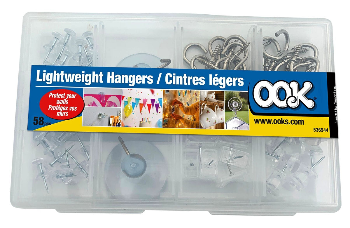 OOK Lightweight Wall Hanger Assorted Kit, 58-pk