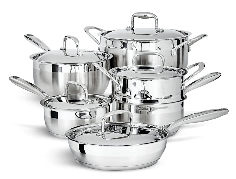 PADERNO Canadian Classic Stainless Steel Cookware Set, Dishwasher & Oven Safe, 11-pc