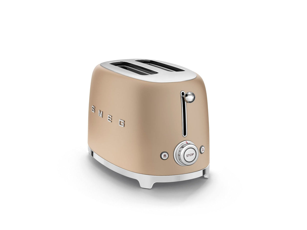 Smeg 50's Retro Style Wide Slot Pop Up Electric Toaster with 6 Settings, 2-Slice, Champagne