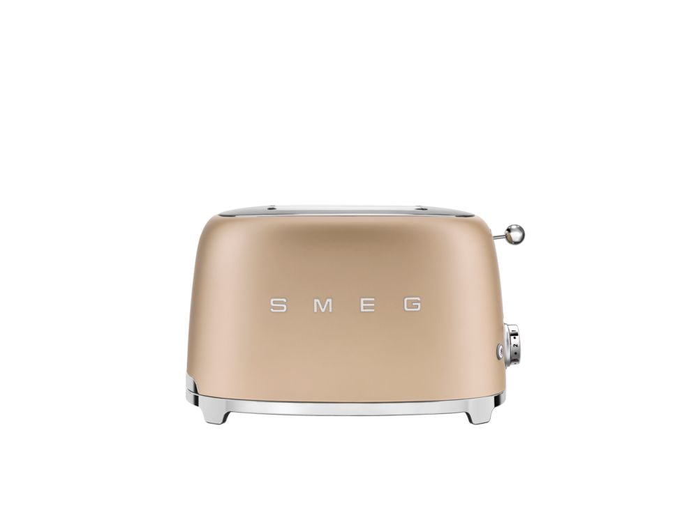 Smeg 50's Retro Style Wide Slot Pop Up Electric Toaster with 6 Settings, 2-Slice, Champagne