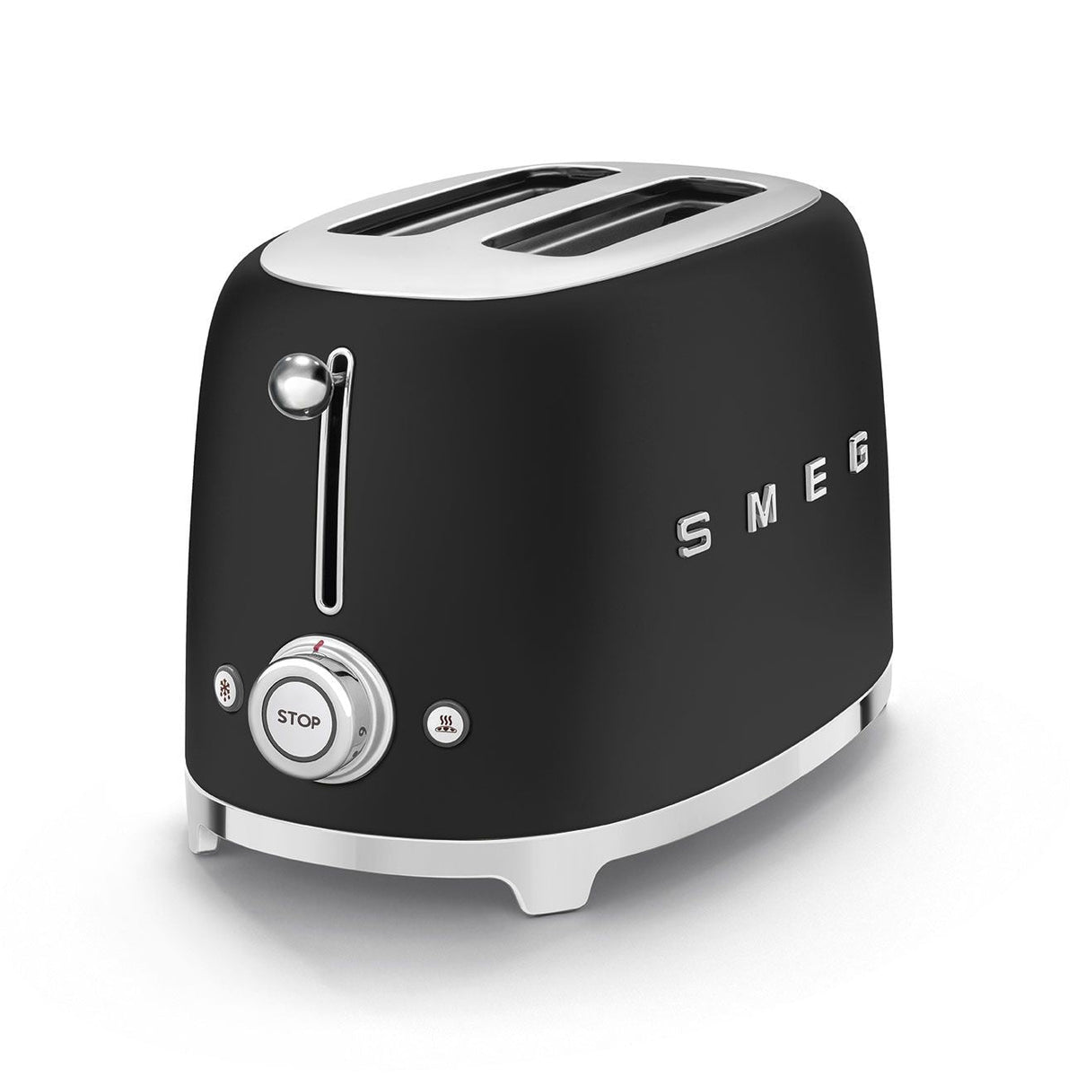 Smeg 50's Retro Style Wide Slot Pop Up Electric Toaster with 6 Settings, 2-Slices, Matte Black