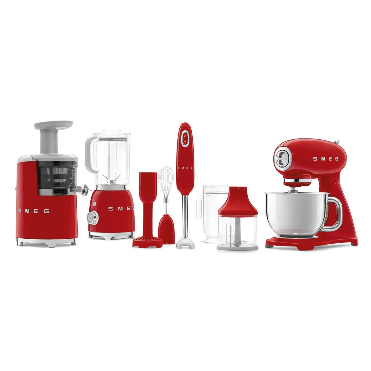 SMEG 600W Vintage Tilting Stand Mixer, 10-Speed, Red