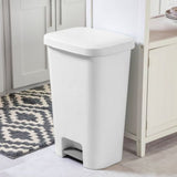 Sterilite Plastic Rectangular Step Garbage Can, White, 45-L