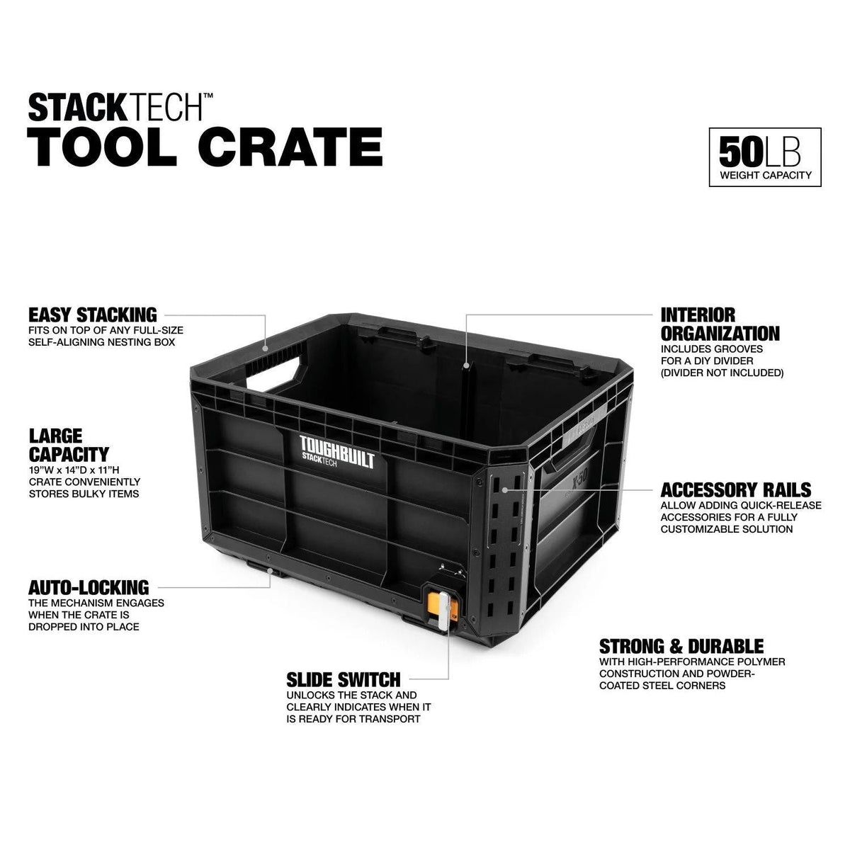 ToughBuilt StackTech Auto-Locking Tool Storage Crate
