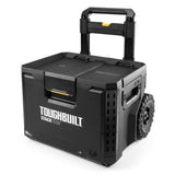 ToughBuilt StackTech Portable Modular Plastic/Metal Rolling Tool Box with Handle and Inner Tray, IP65-Rated, Black