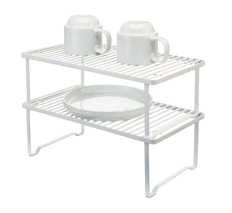Type A Linear Stackable Storage & Organizer Shelf Rack For Kitchen Cupboard/Cabinet, White