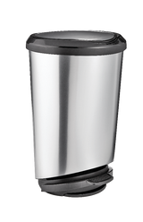 type A Plastic D-Shaped Step Garbage Can, Silver, 42-L