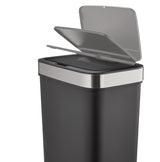 Type A Resin Rectangular Auto Indoor Refuse Bin, Motion Sensor Lid, Black, 50-L