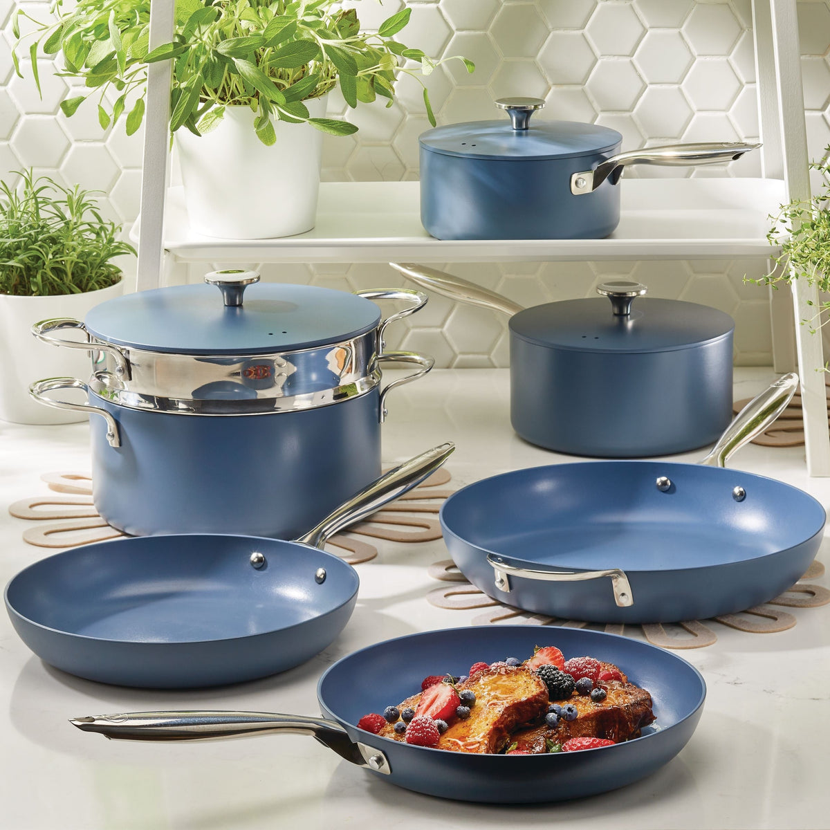 Vida by PADERNO Non-Stick Cookset, Blue, 8-pc