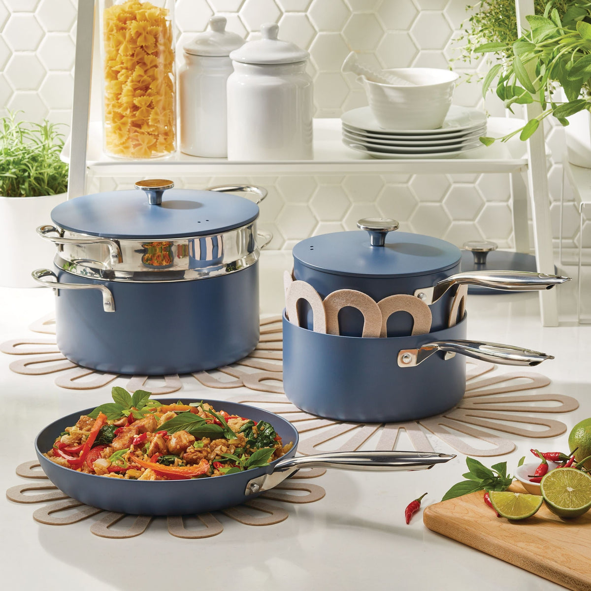 Vida by PADERNO Non-Stick Cookset, Blue, 8-pc