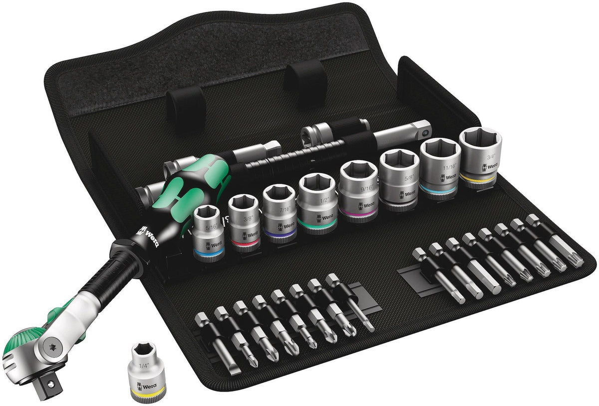 Wera 3/8-in Drive Socket Set, SAE, 29-pc