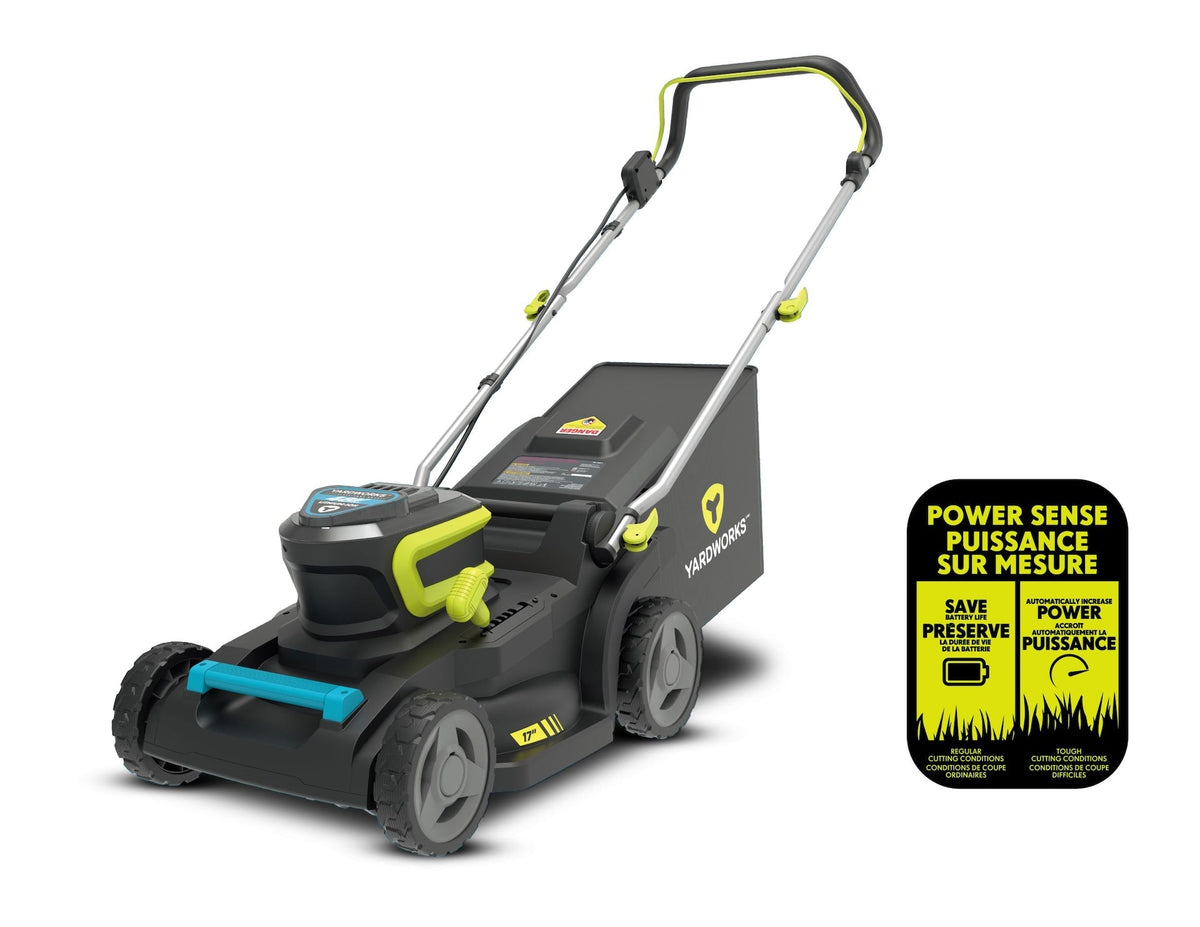Yardworks 48V 2-in-1 Brushless Push Lawn Mower, 17-in with 4Ah Battery & Charger