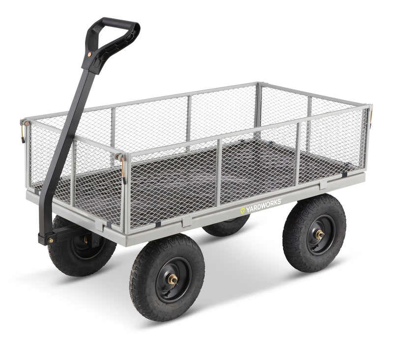 Yardworks Steel Tray 4-Wheel Mesh Garden/Yard Cart with Removable Sides, 1200-lb