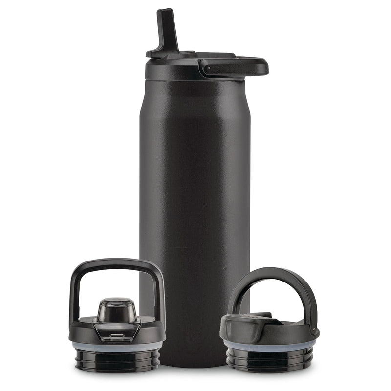 Zulu Core Vacuum Insulated Stainless Steel Bottle, 32-oz, Black, with Multi Lid